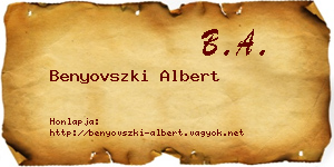 Benyovszki Albert névjegykártya