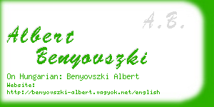 albert benyovszki business card